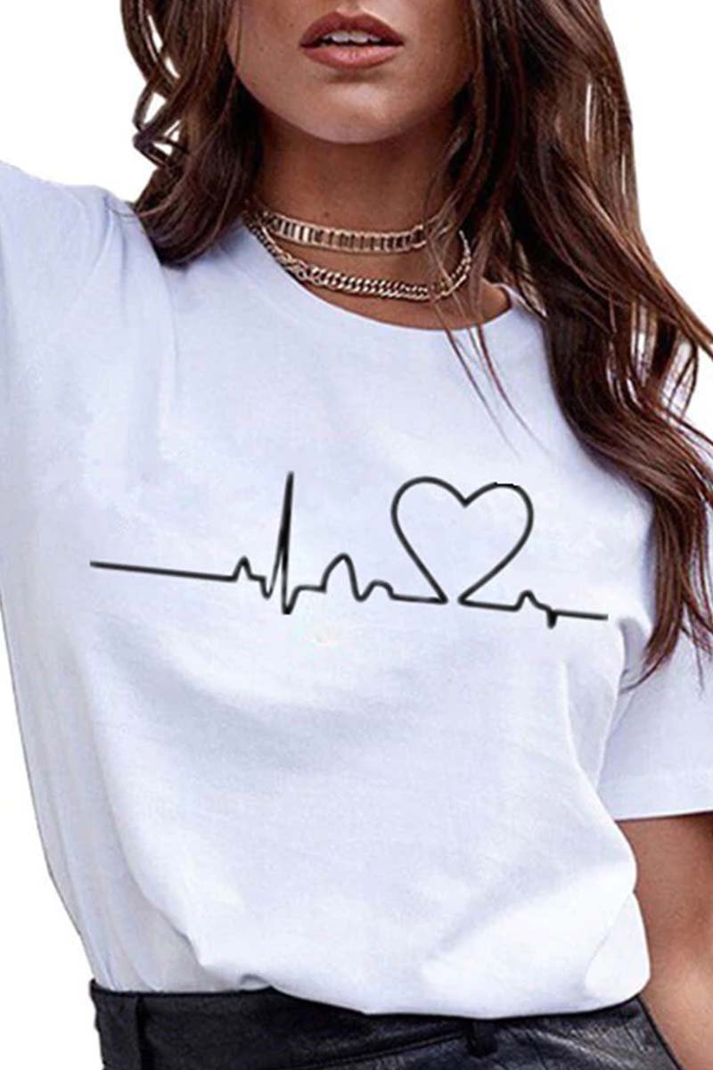 Herzschlag Print T-Shirt
